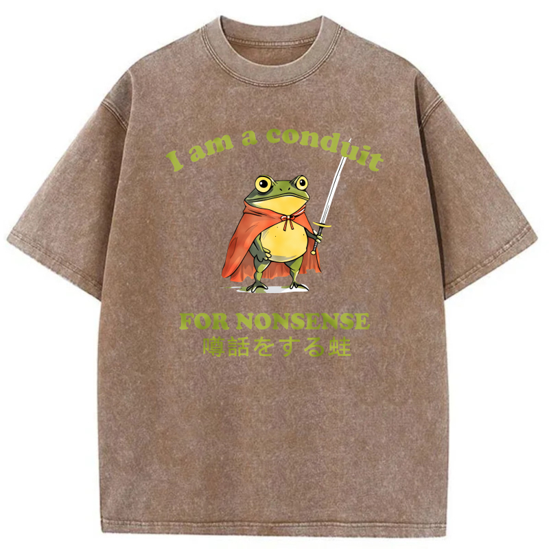 Frog With Sword And Cape Saying I Am A Conduit For Nonsense tshirt 100% cotton