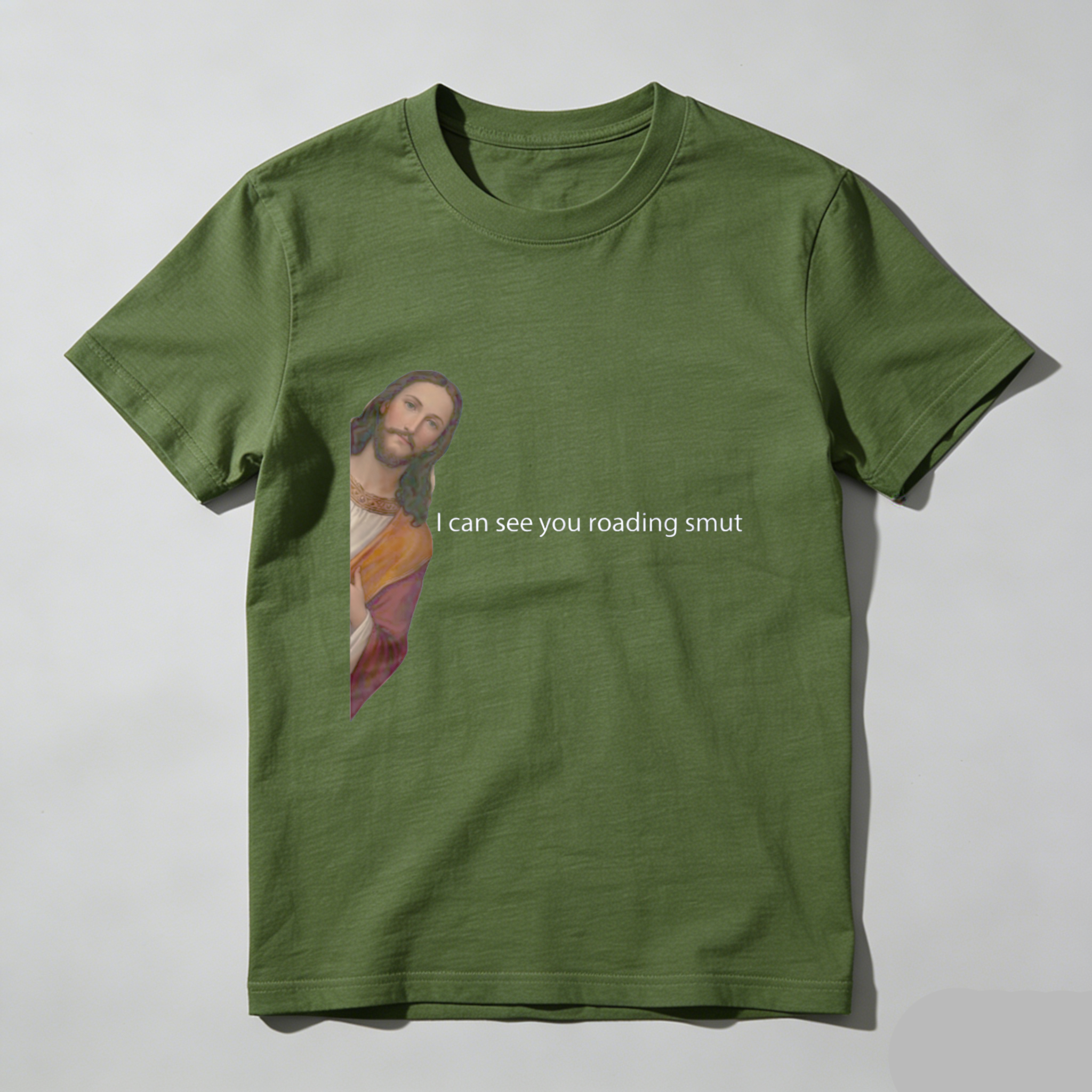 TEECURENT Jesus I Can See You Reading Smut Funny T Shirt Humor Religion Parody Graphic Tee Men Women Unisex Casual Wear WOMEN