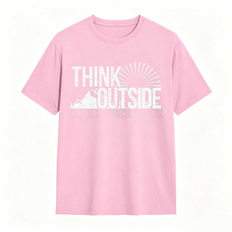 Think Outside No Box Necessary Mountain Sunburst Design T-shirt