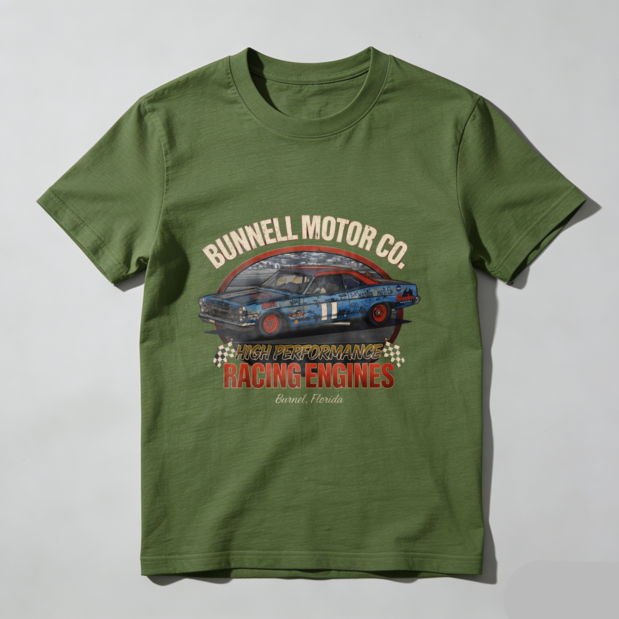 Bunnell Motor Co High Performance Racing Engines T-Shirt Classic Car Garage Logo Black Cotton Shirt For Men And Women