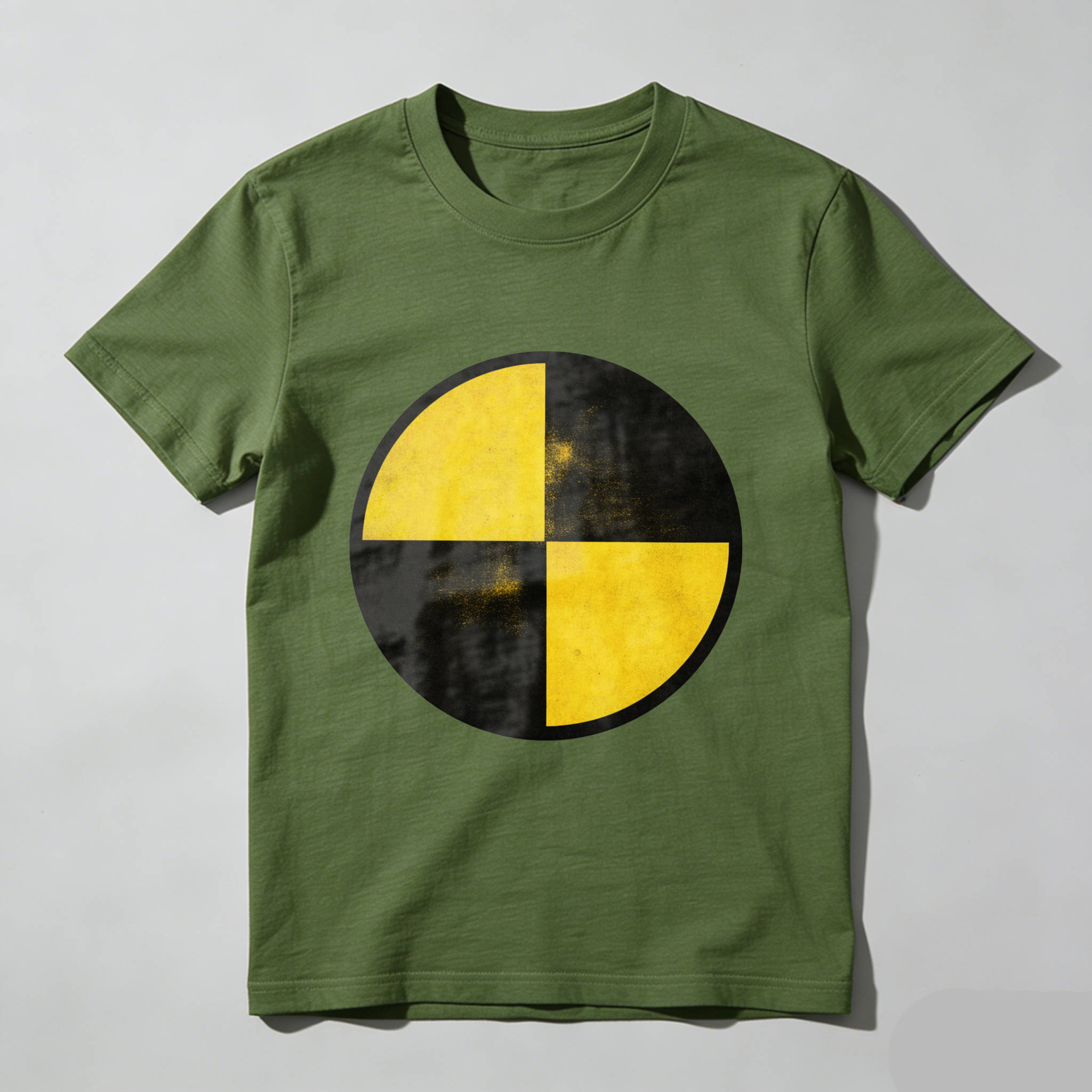Black T Shirt With Yellow And Black Circle Design Minimalist Graphic Print Casual Wear For Men And Women
