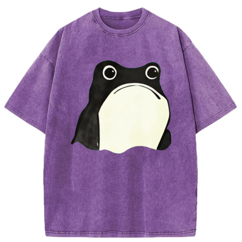 Frog Face Print On Dark Shirt tshirt 100% cotton
