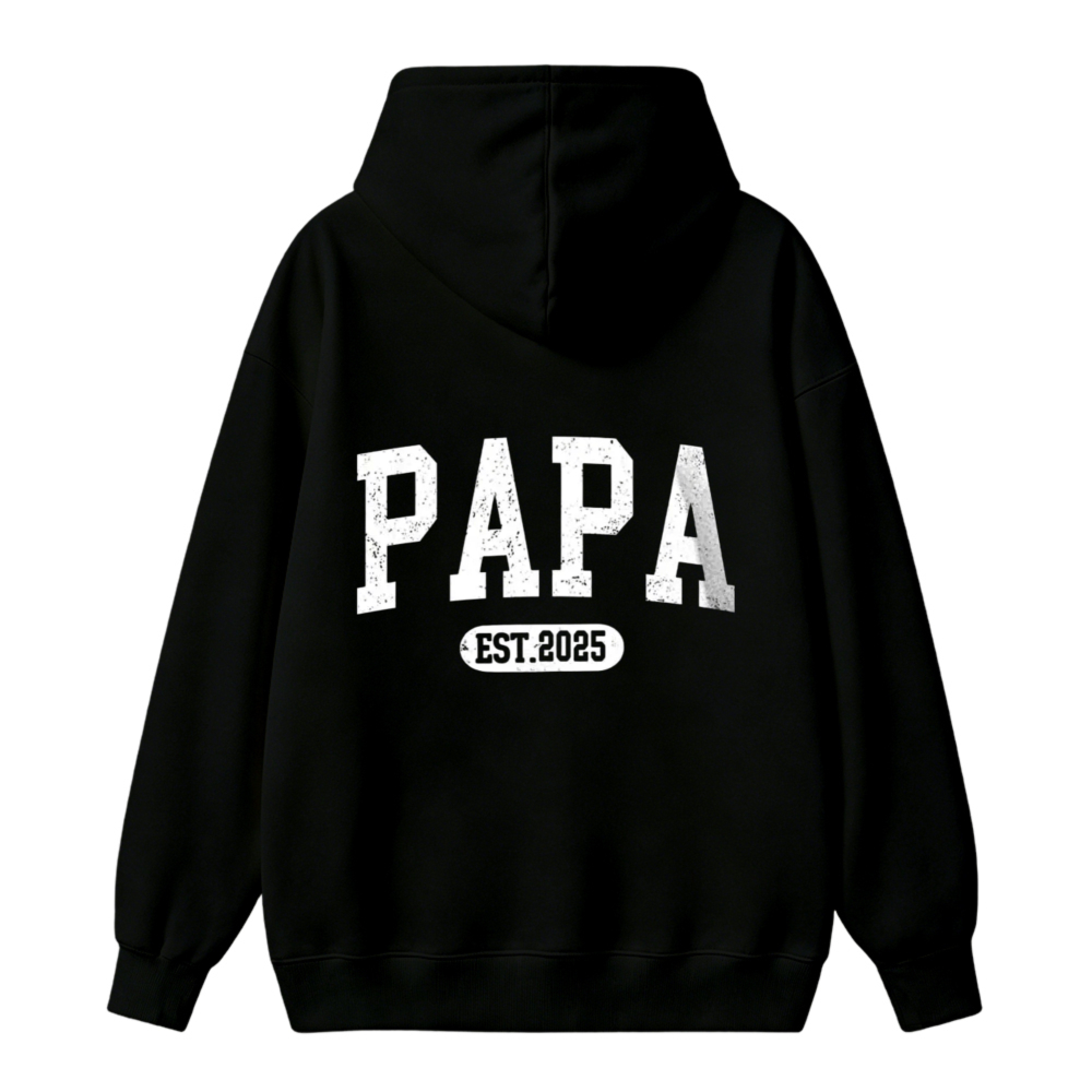 Papa Est 2025 Vintage Style Text Unisex Classic Hoodie