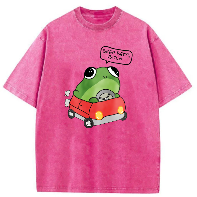 Frog Driving Red Car Beep Beep  tshirt 100% cotton