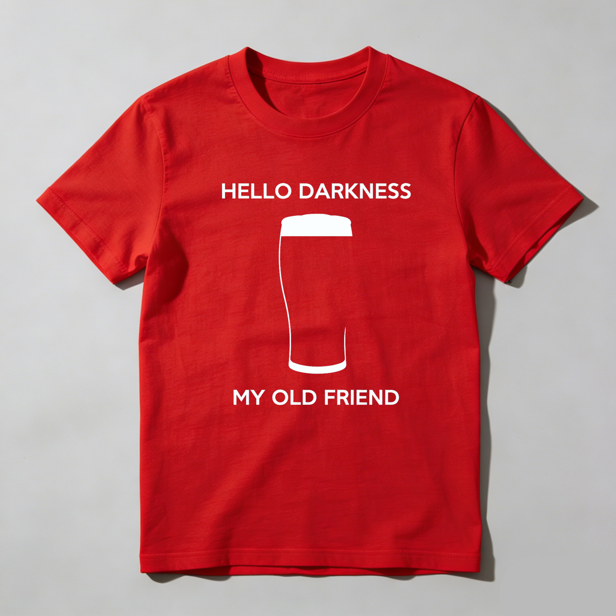 TEECURENTHello Darkness My Old Friend Beer Glass T Shirt Black Humor Funny Quote Men Women Casual Top-TeeCurent