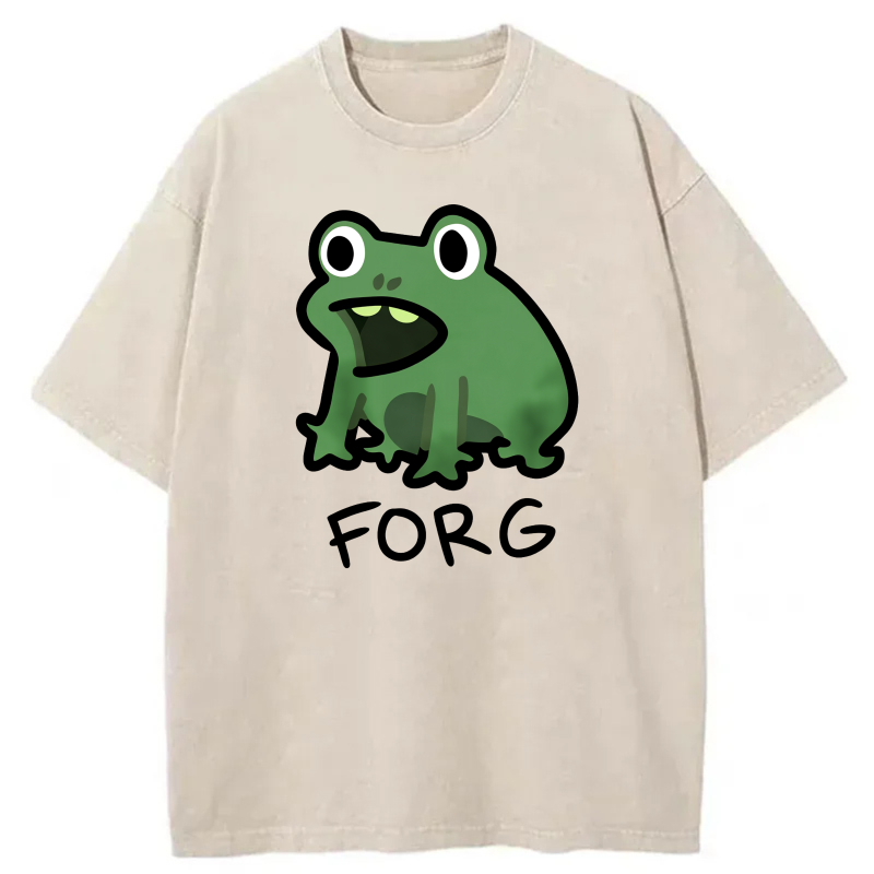 Frog With White Outline And Text Forg tshirt 100% cotton