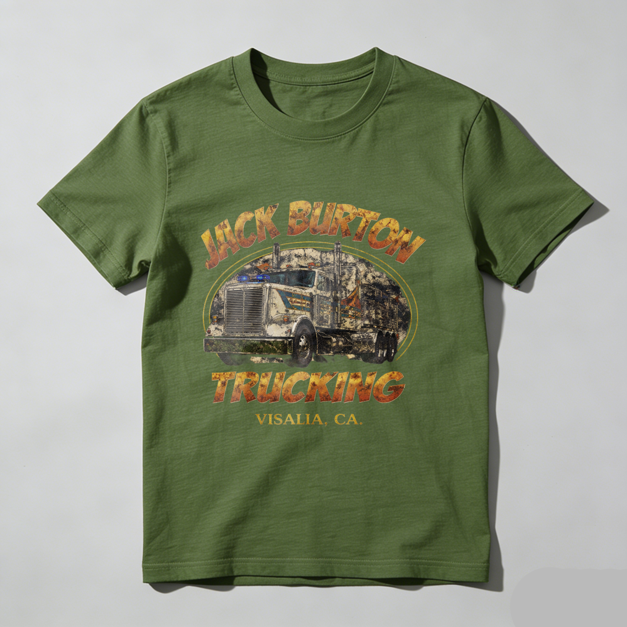 TEECURENT Jack Burton Trucking Visalia Ca T Shirt Men's Classic Fit Cotton Graphic Tee Apparel