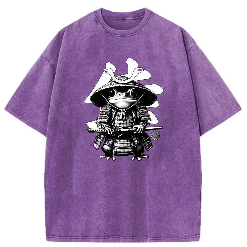 Samurai Frog With Hat And Sword tshirt 100% cotton