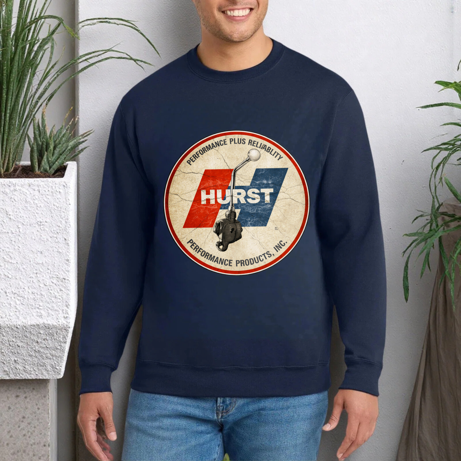 TEECURENT Hurst Performance Plus Reliability Sweatshirt With Vintage Logo Design For Automotive Enthusiasts