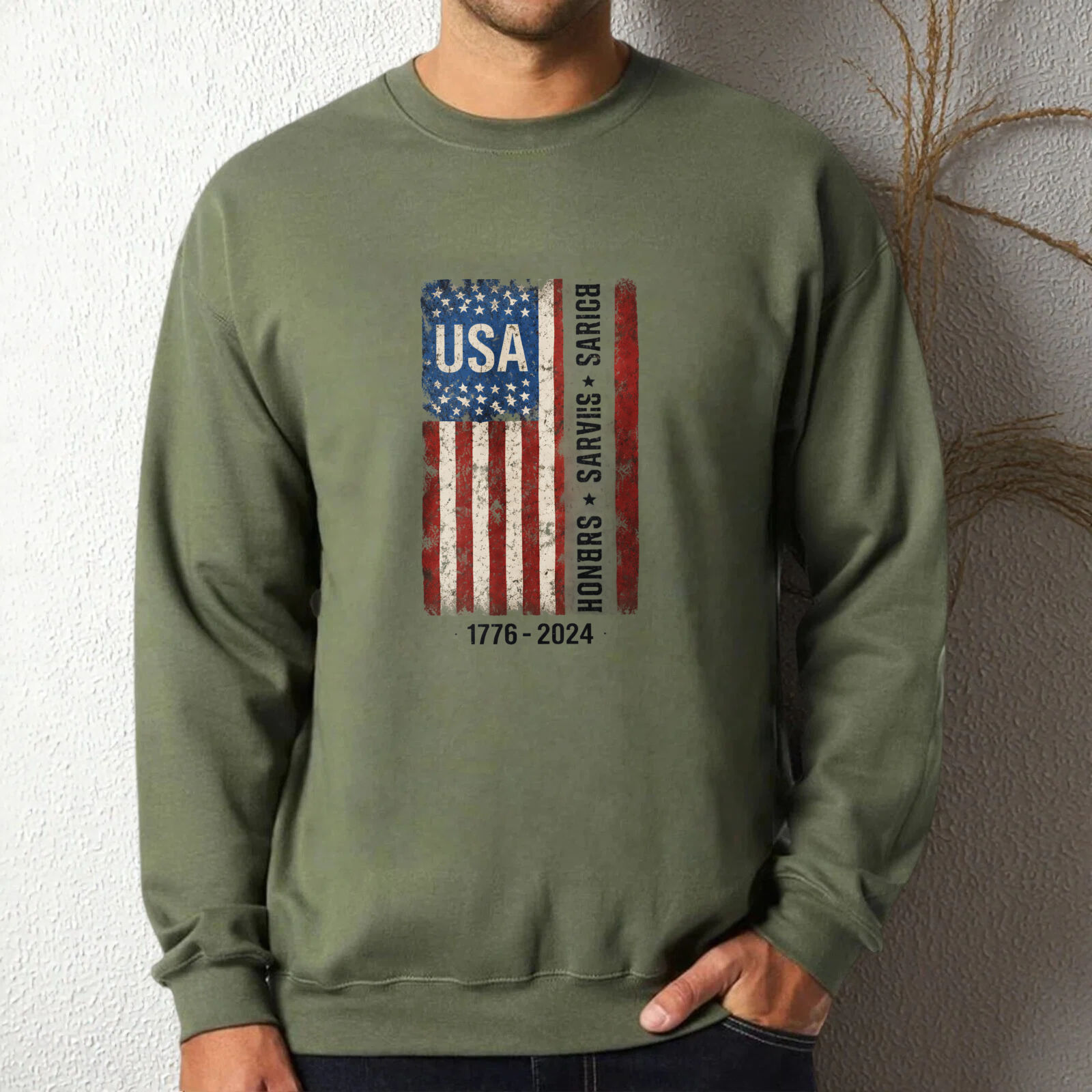 Usa Flag American Patriotic Sweatshirt Black Crewneck Long Sleeve Casual Wear For Men Women 2023 Edition