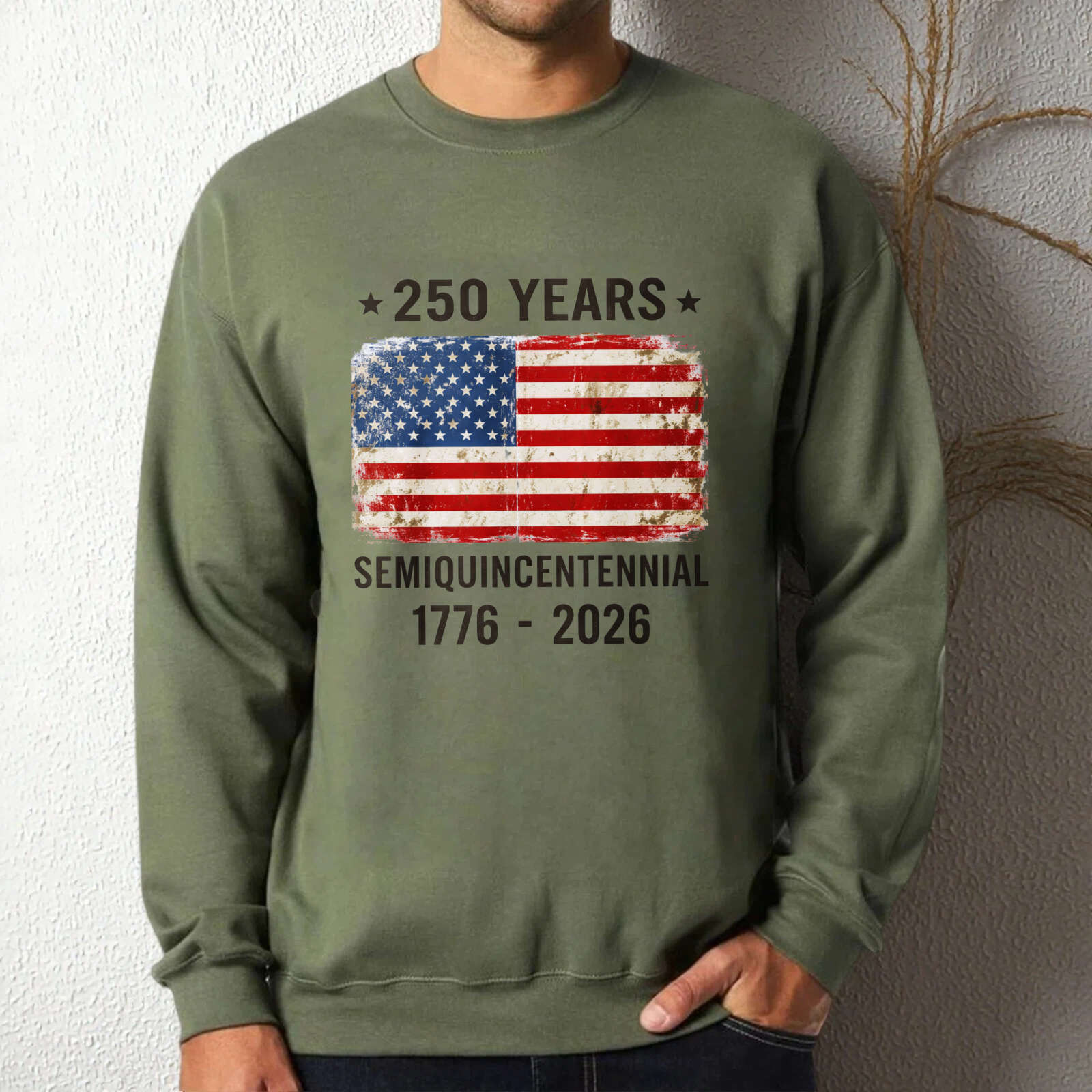 American Flag 250 Years Independence Day 1776 2026 Sweatshirt Unisex Crewneck Pullover Black