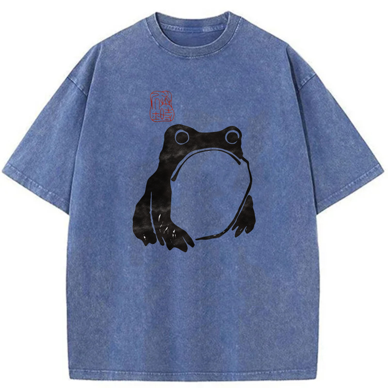 White Frog With Open Mouth Design tshirt 100% cotton