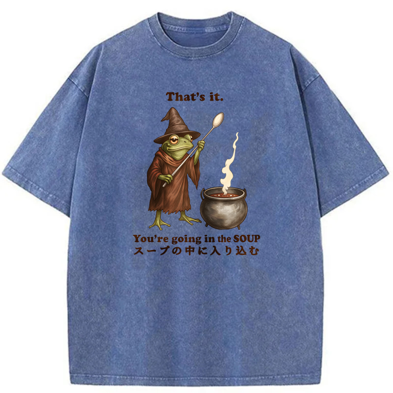 Frog Wizard Soup Cauldron Spoon Magic Spell Pot tshirt 100% cotton