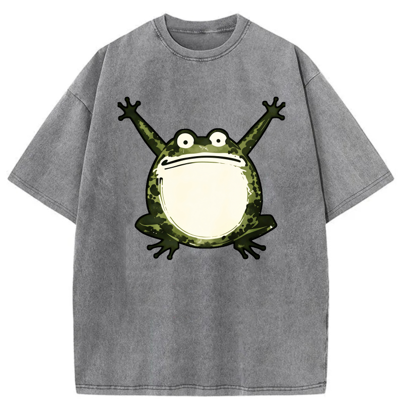 Frog Pattern Print On Black T-shirt tshirt 100% cotton