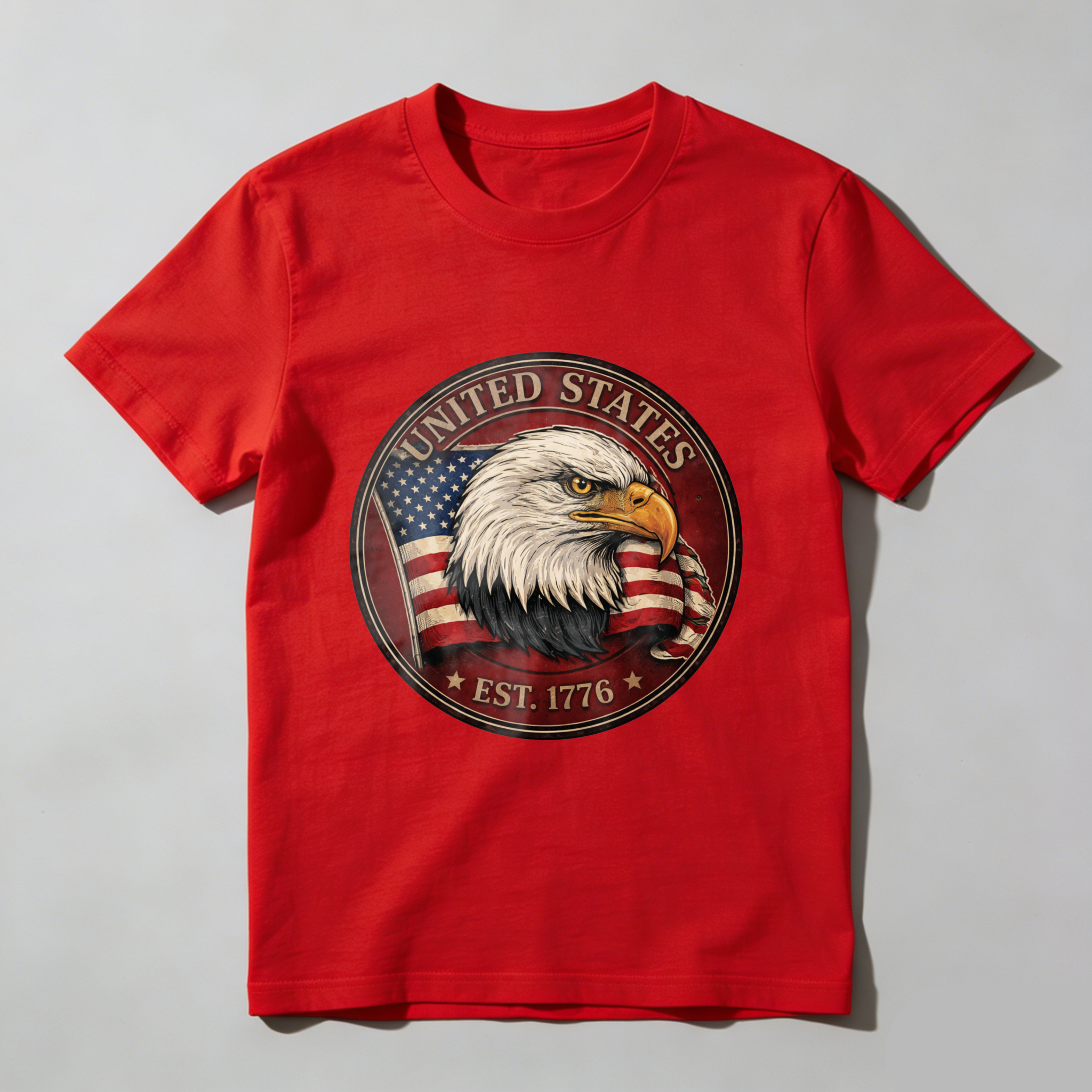 United States Eagle American Flag Patriotic T-Shirt Est 1776 Black Men's Classic Fit Shirt