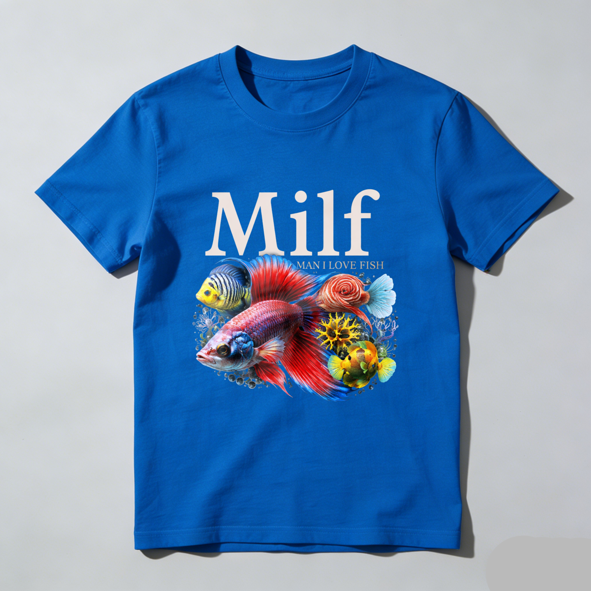 Milf Man I Love Fish T Shirt With Colorful Aquarium Fish Design For Fish Enthusiasts And Aquatic Lovers
