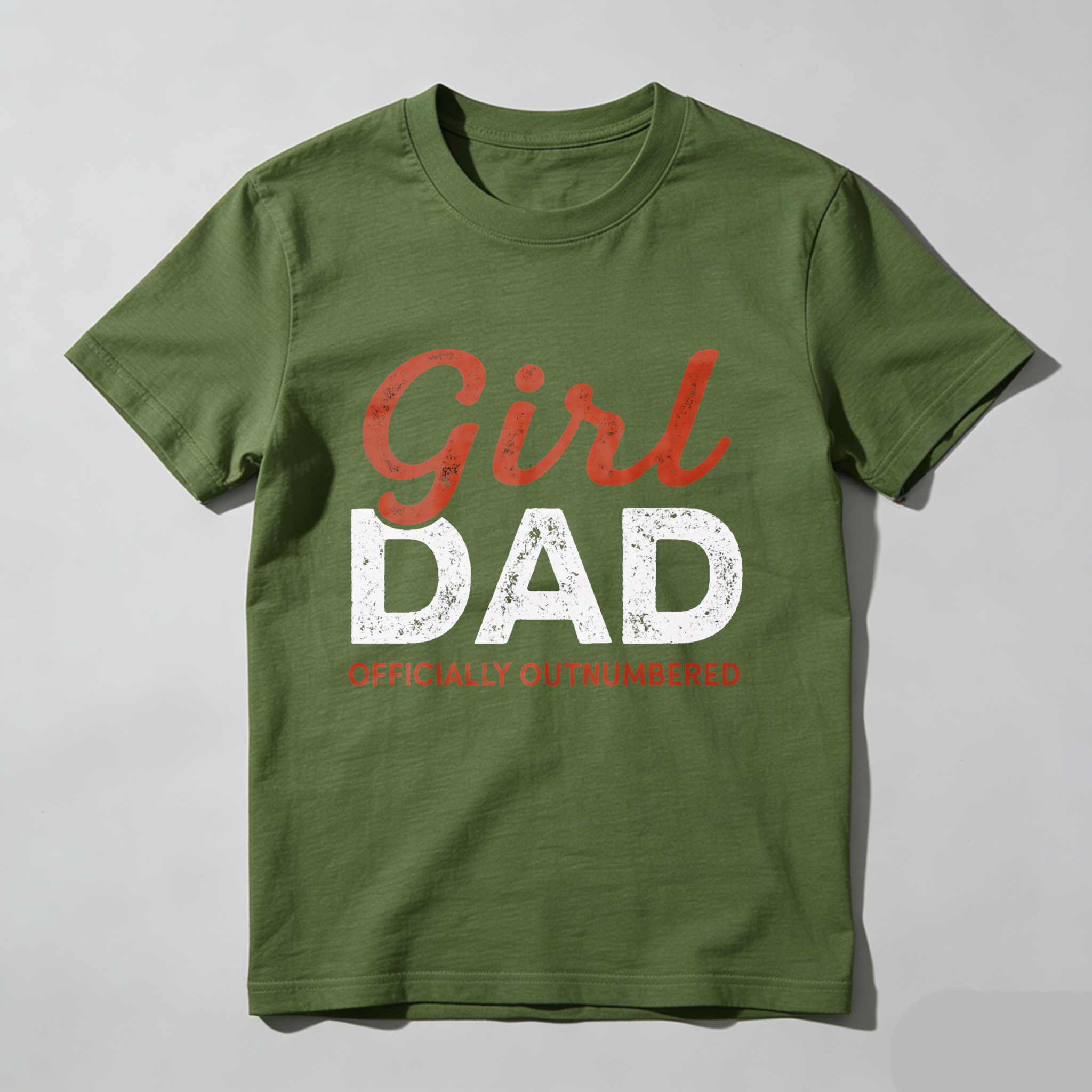 Girl Dad Officially Outnumbered T Shirt For Fathers With Daughters Made In Usa