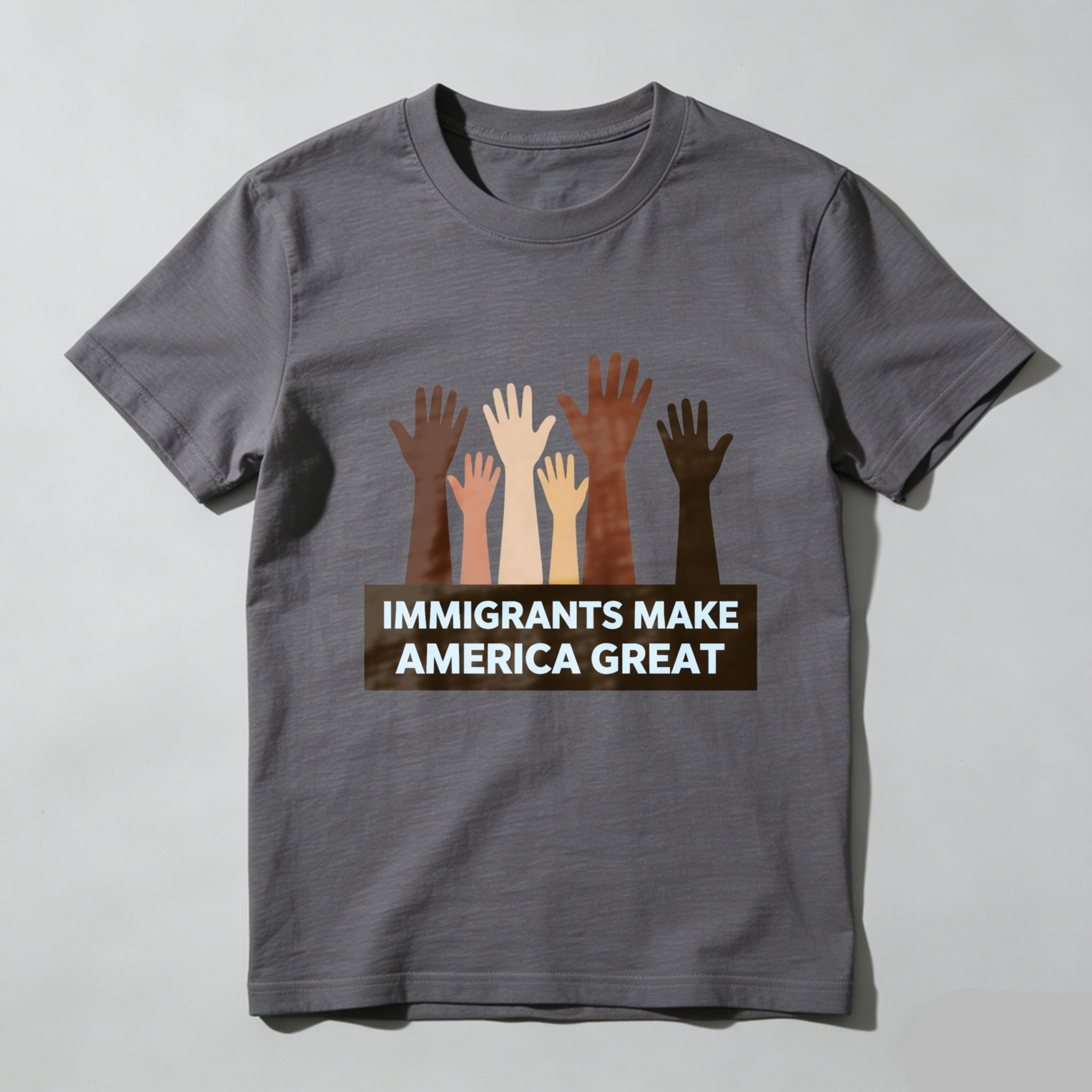 TEECURENTImmigrants Make America Great T Shirt With Multicultural Hands Design For Diversity And Inclusion Awareness-TeeCurent