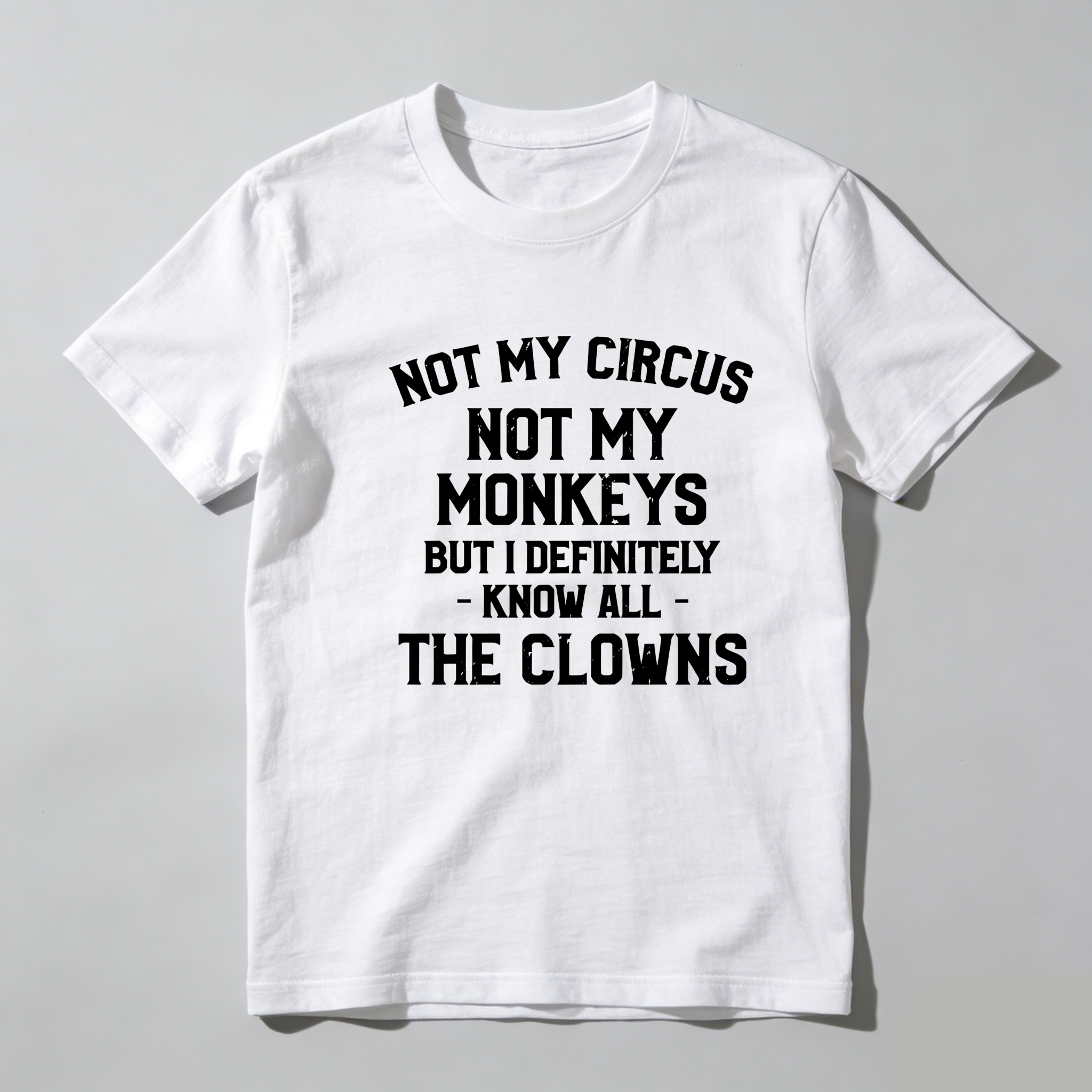 TEECURENT Not My Circus Not My Monkeys Know All The Clowns Pure Cotton Short Sleeve T Shirt-TeeCurent