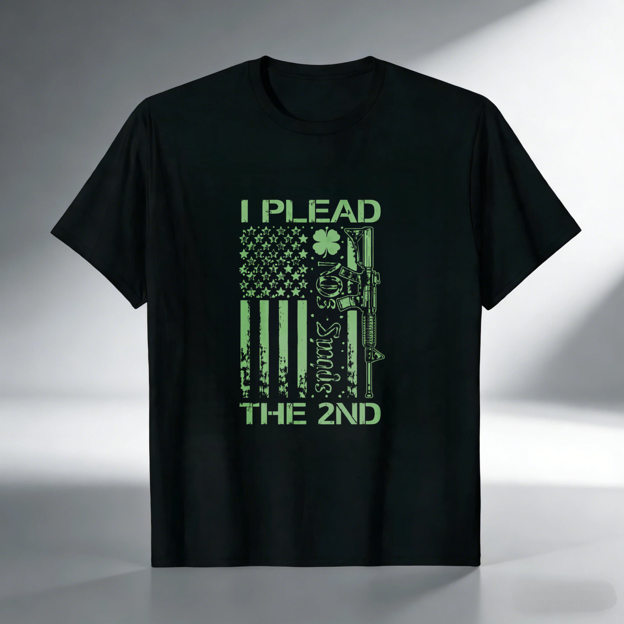 TEECURENT I Plead The 2nd Amendment Flag Gun T Shirt St Patrick's Day Green American Flag Design Men Women Apparel
