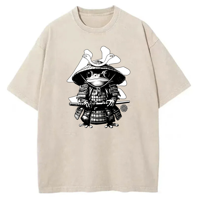 Samurai Frog With Hat And Sword tshirt 100% cotton