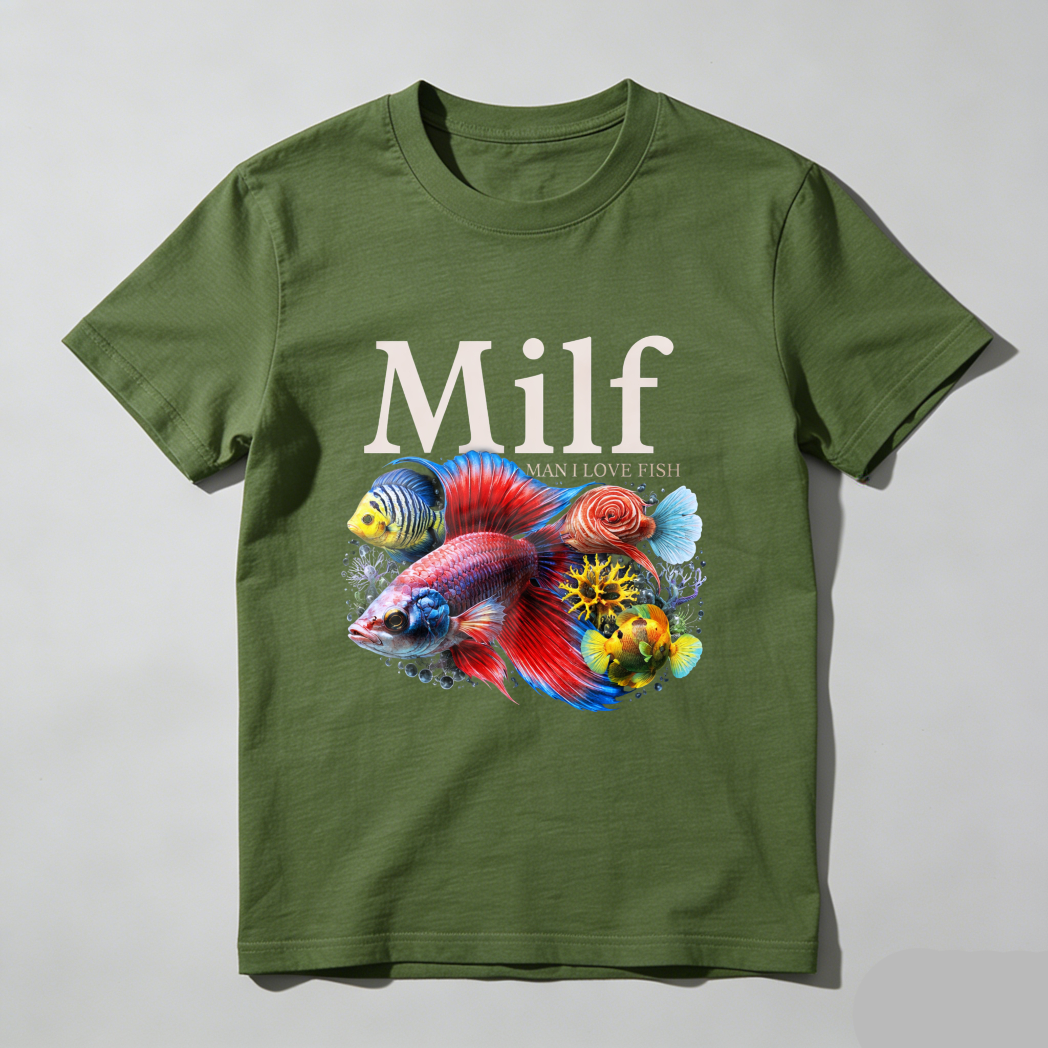 Milf Man I Love Fish T Shirt With Colorful Aquarium Fish Design For Fish Enthusiasts And Aquatic Lovers