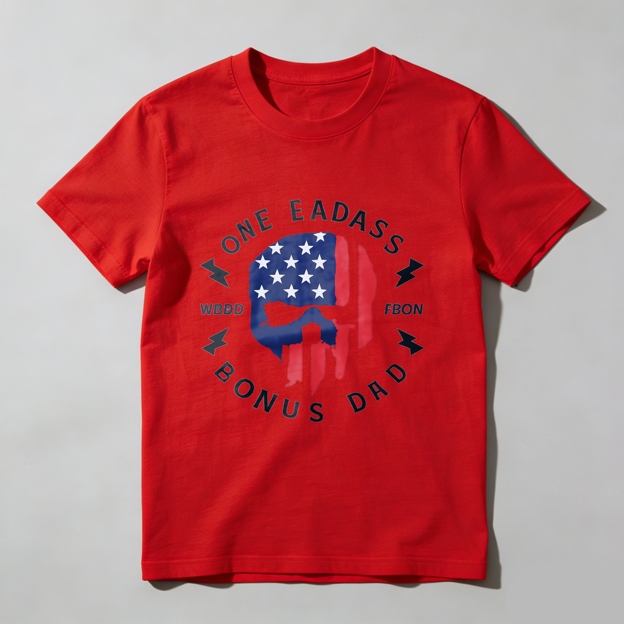 One Badass Bonus Dad T Shirt American Flag Skull Design Made In Usa