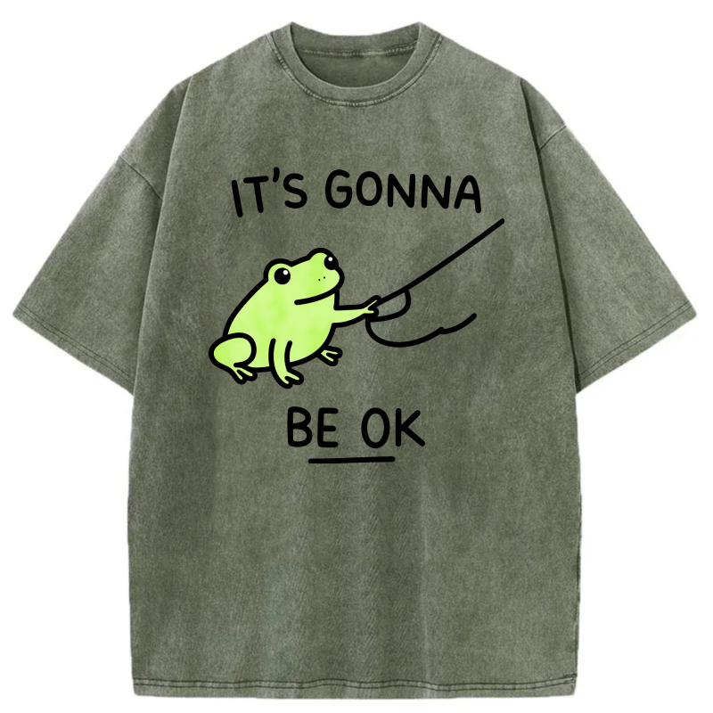 It's Gonna Be Ok Frog Fishing tshirt 100% cotton
