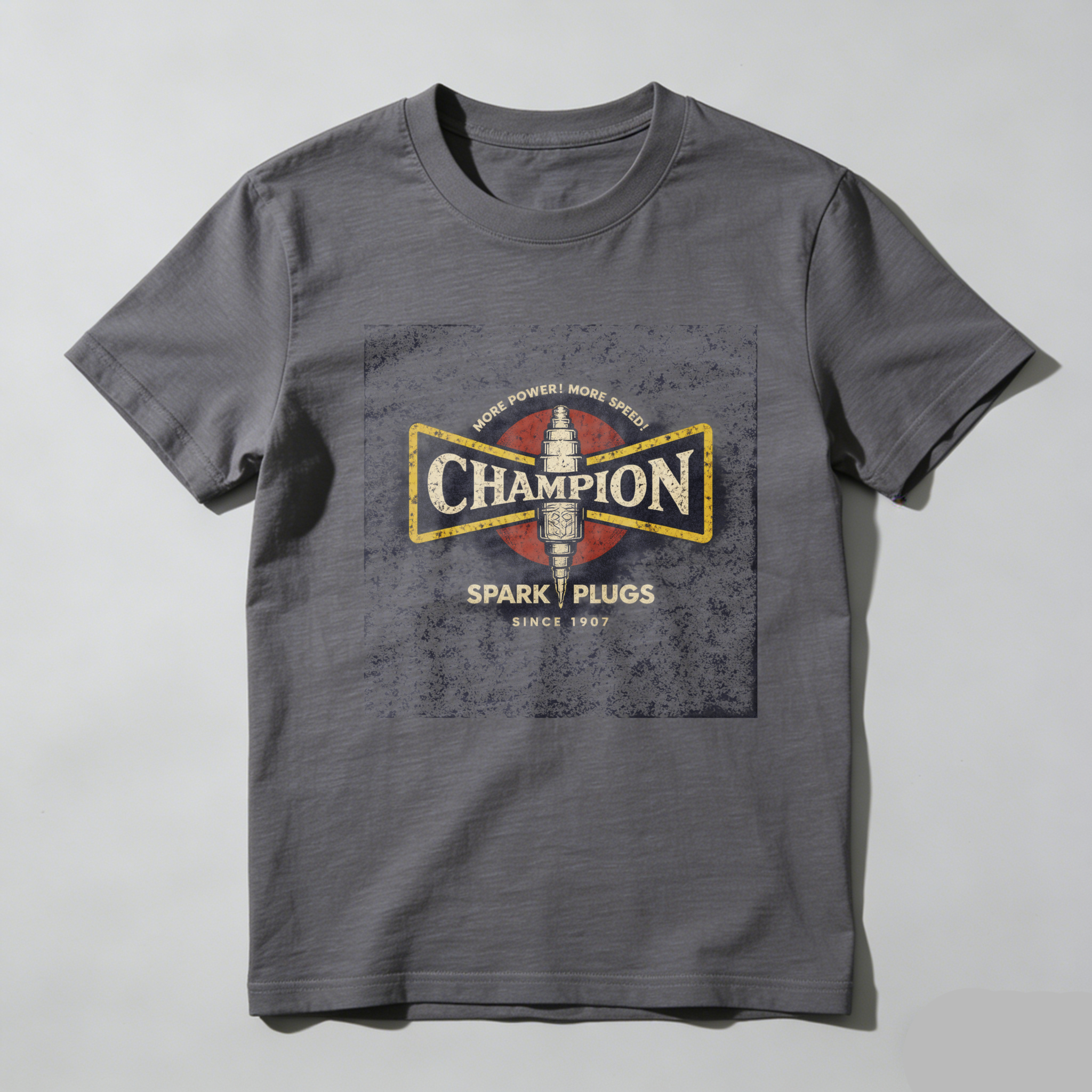 Champion Spark Plugs Vintage Logo T-Shirt Classic Black Men's Casual Wear Automotive Enthusiast Gift