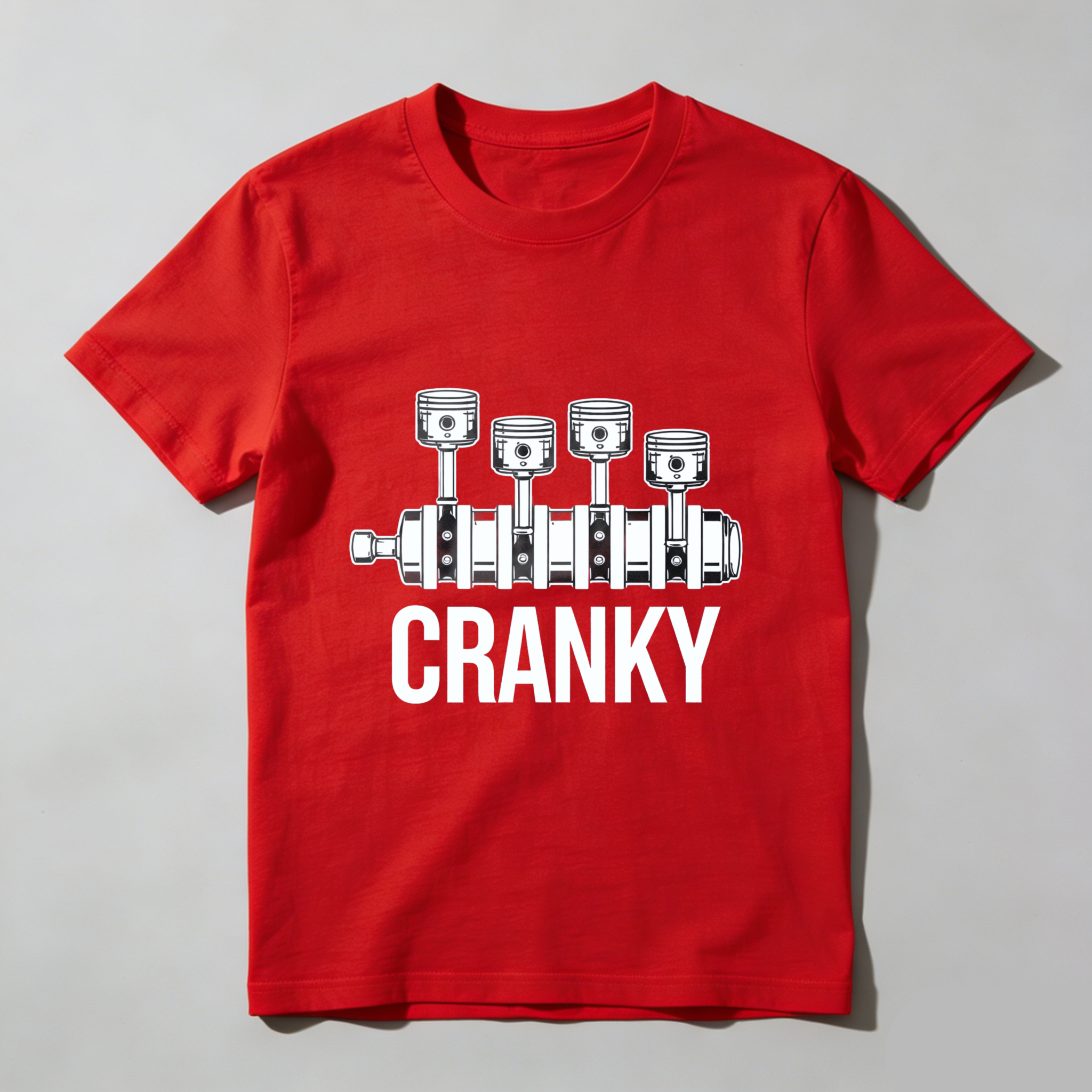 Cranky Engine Piston Design T-Shirt For Car Enthusiasts And Mechanics
