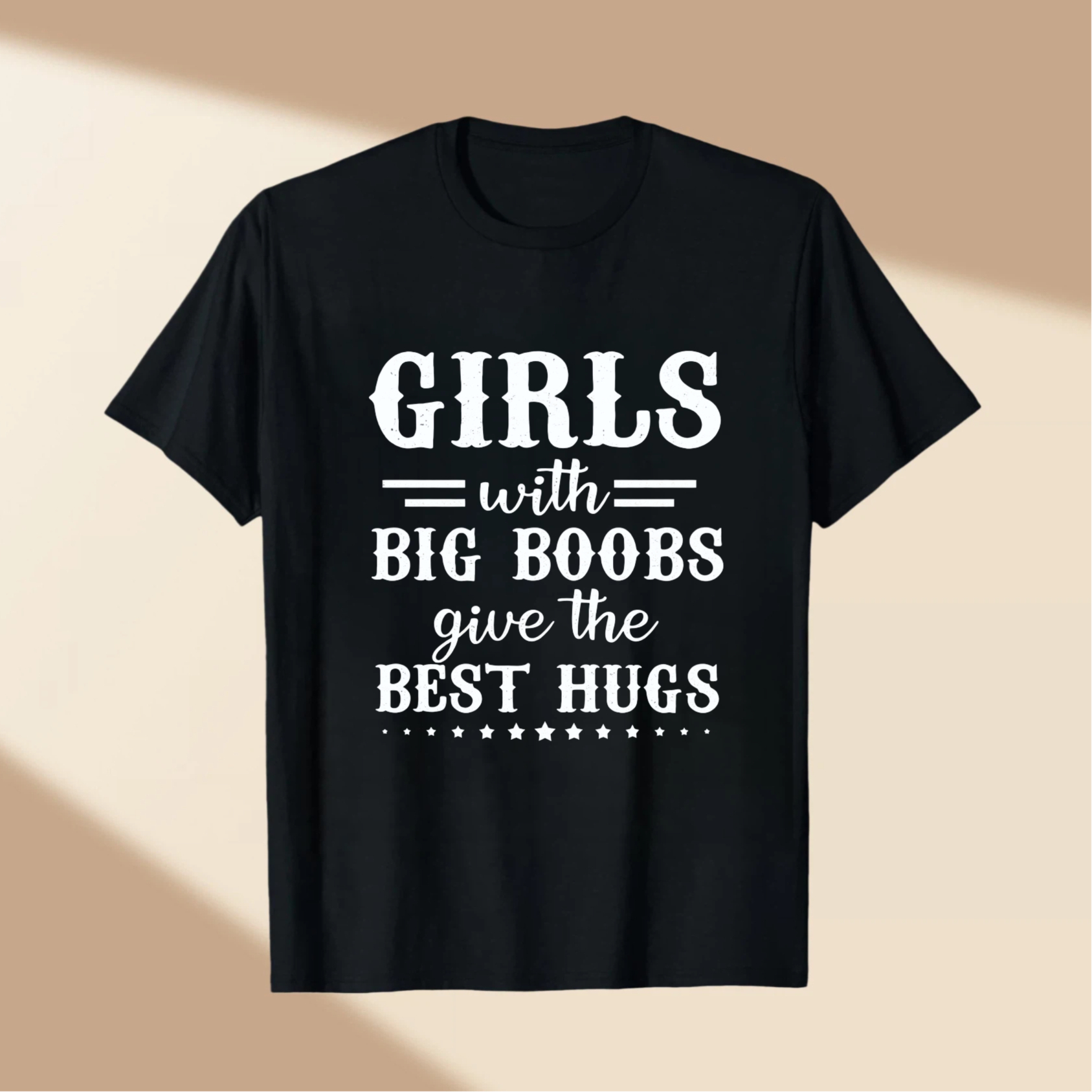 TEECURENT Girls With Big Boobs Give The Best Hugs T Shirt Funny Humorous Gift For Women And Men Casual Wear Top WOMEN