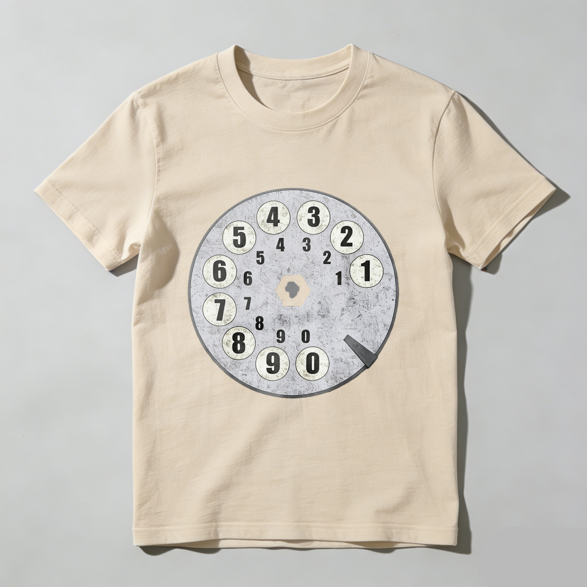 Retro Telephone Dial Design Black T Shirt Made In Usa