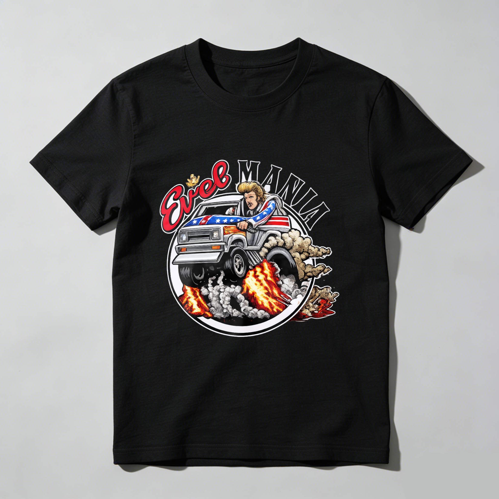 Eric Mania American Flag Truck Graphic T-Shirt Made In Usa