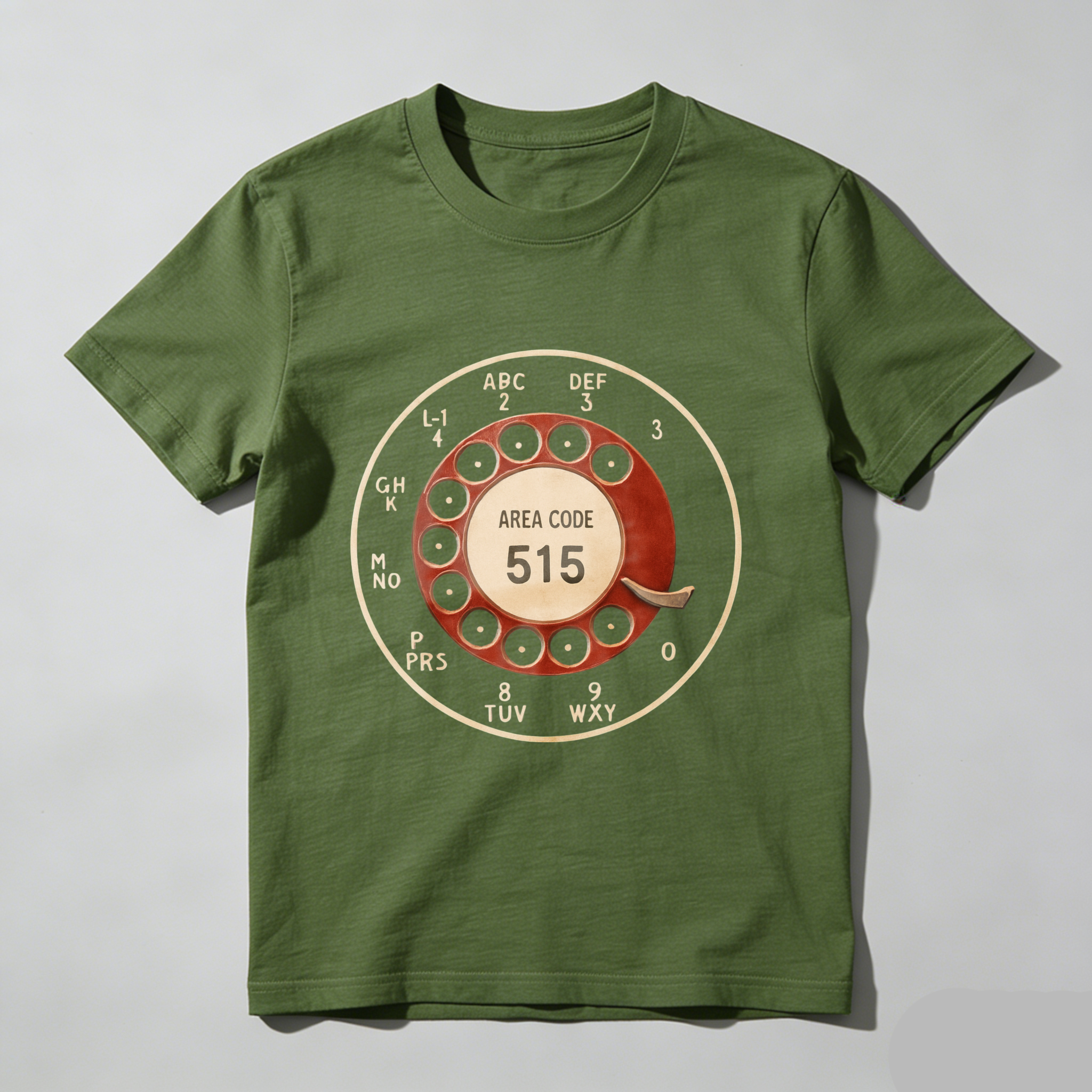 Area Code 515 Rotary Dial Phone T-Shirt Made In Usa