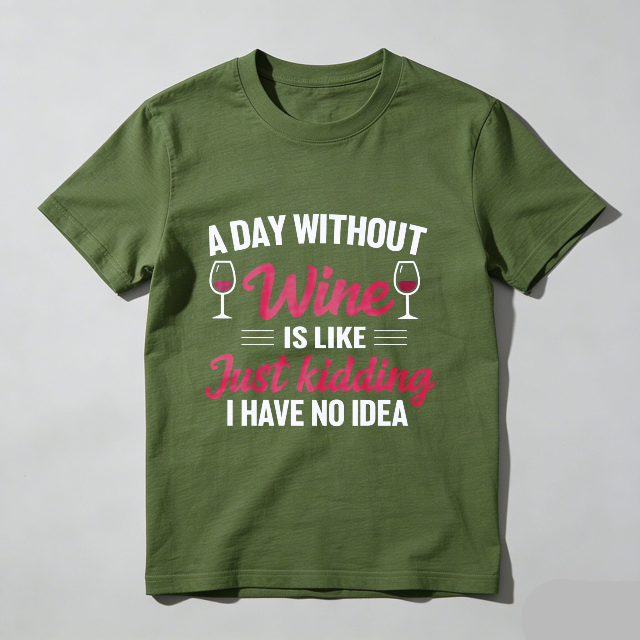 TEECURENT A Day Without Wine Is Like Just Kidding I Have No Idea T Shirt WOMEN