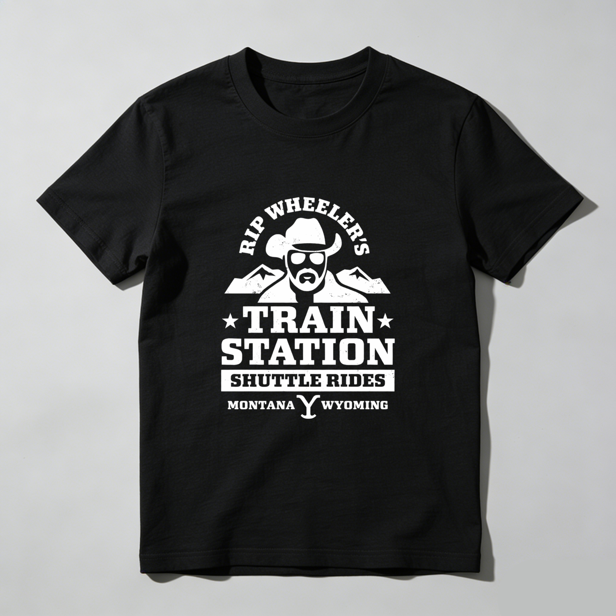 TEECURENT Rip Wheelers Train Station Shuttle Rides Montana Wyoming T Shirt