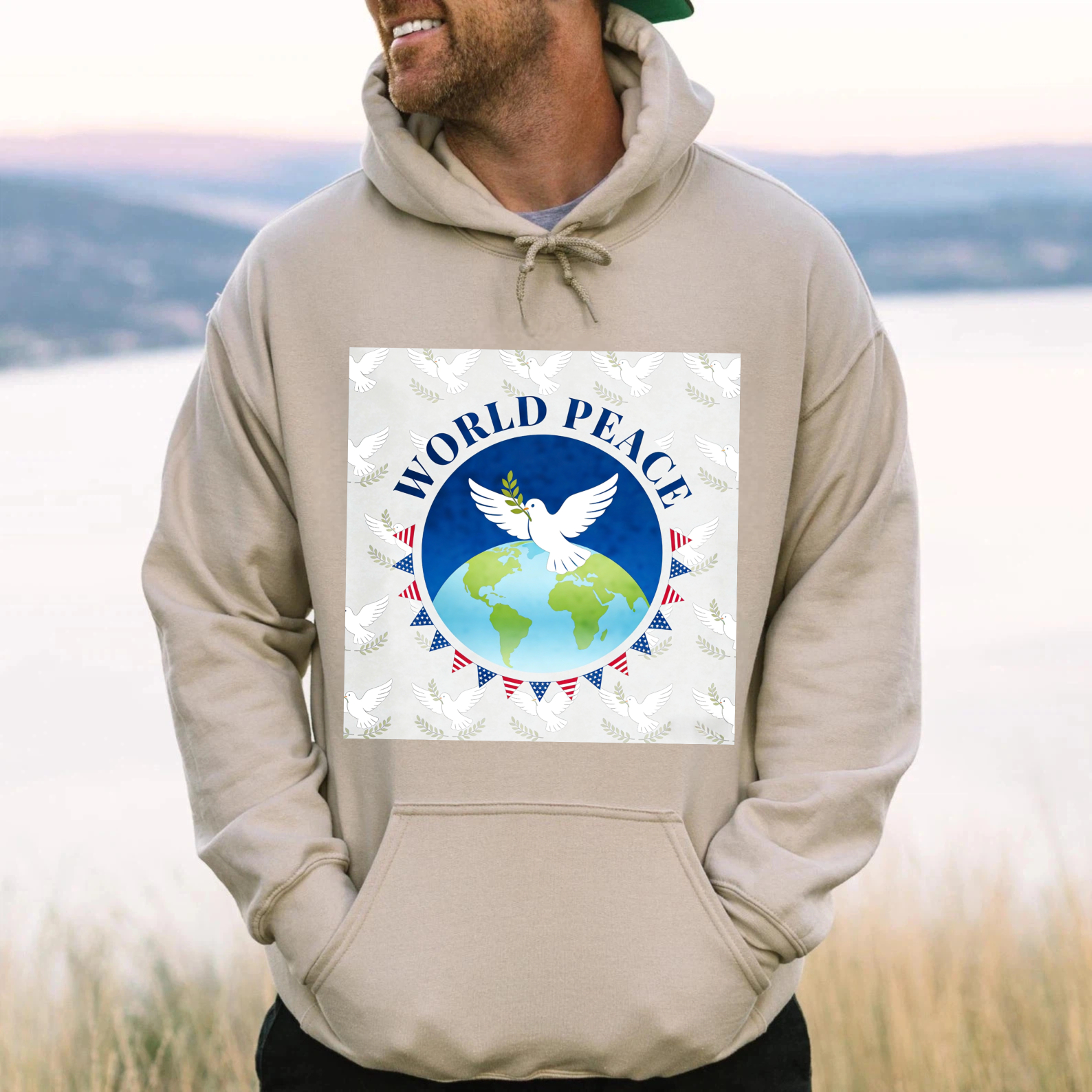 TEECURENT World Peace Dove Globe Design Hoodie For Men And Women Unisex Sweatshirt With Pocket And Drawstring Hood Comfortable Casual Wear For Everyday Use