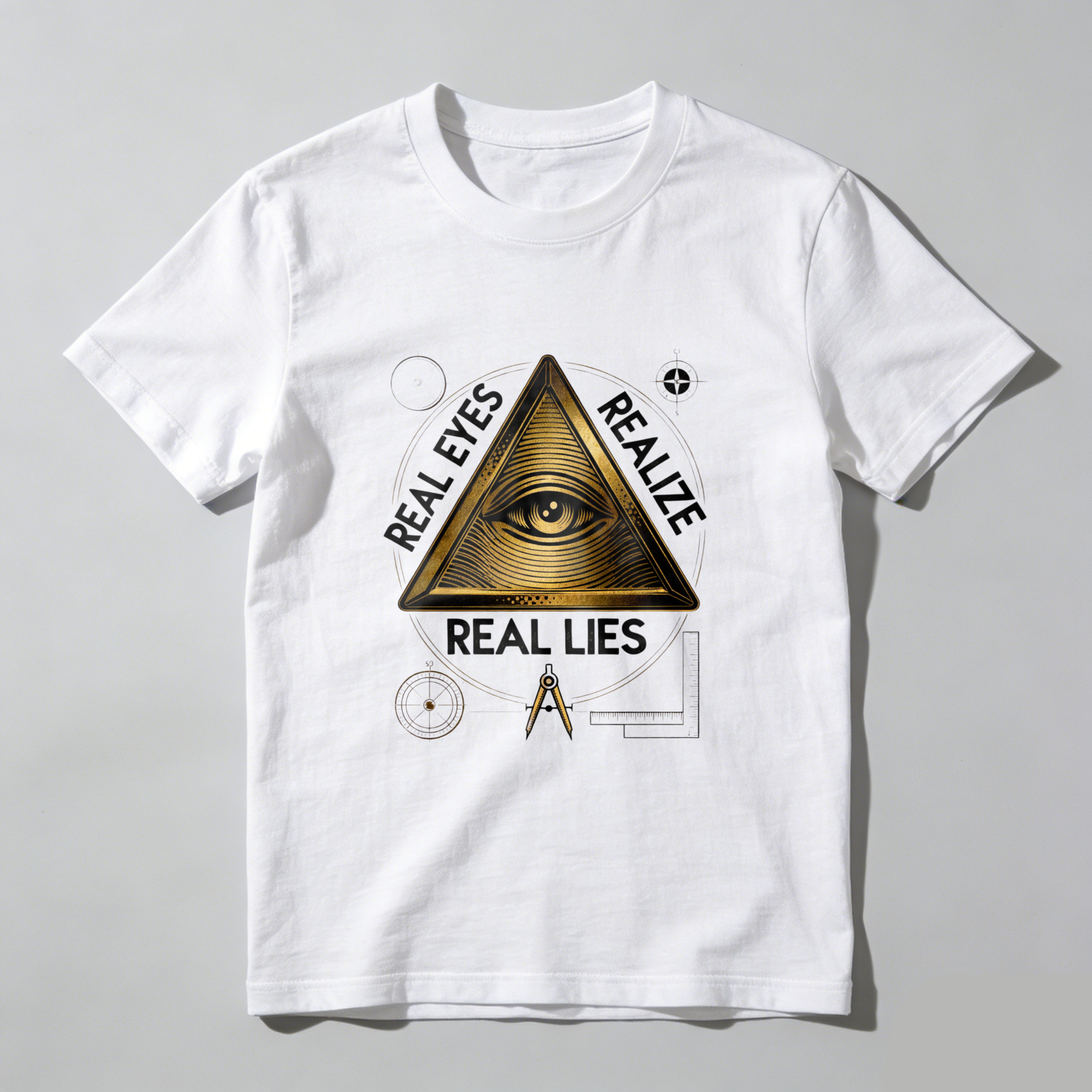 TEECURENT  Real Eyes Realize Real Lies Pyramid Eye Symbol(2) TEECURENT