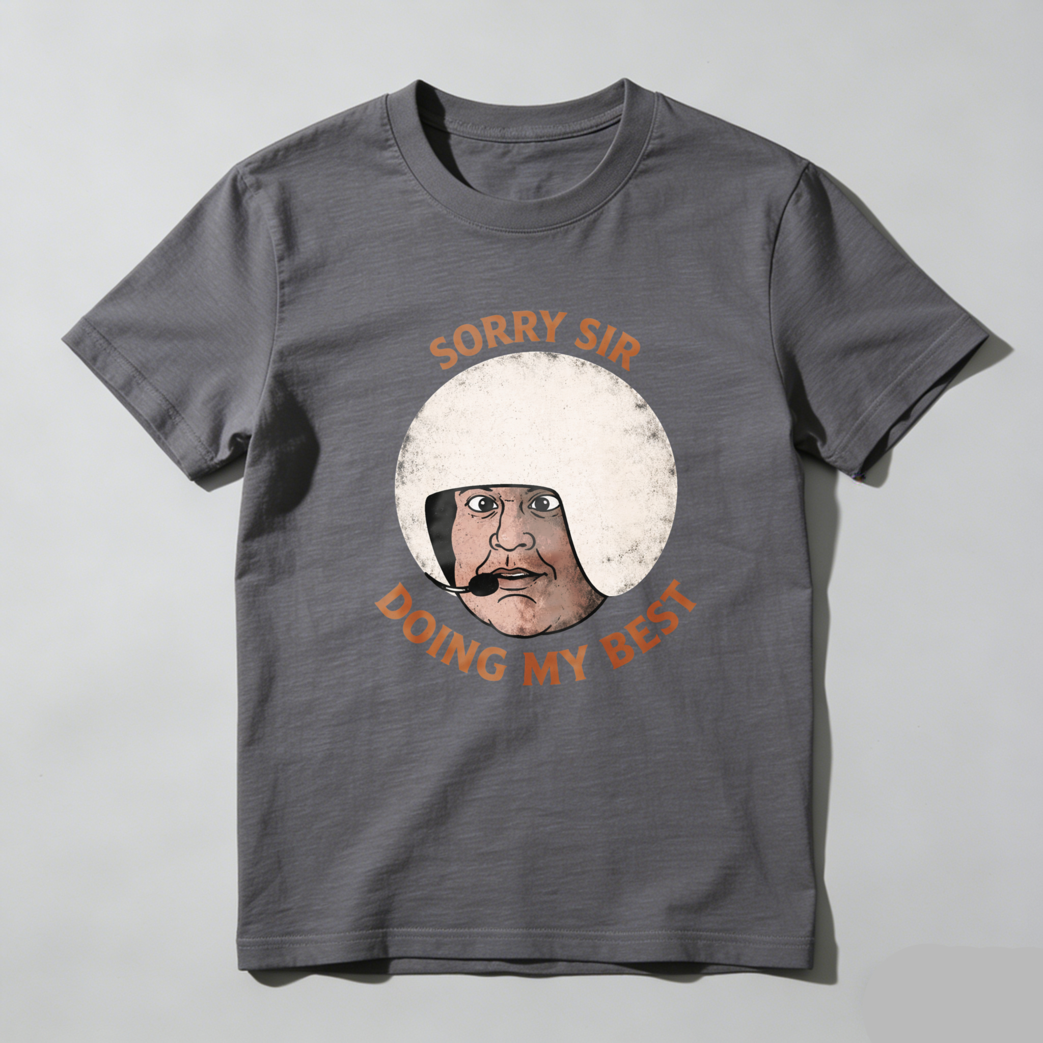 TEECURENT Sorry Sir Doing My Best T-Shirt Funny Humor Shirt With Cartoon Face Design For Men And Women