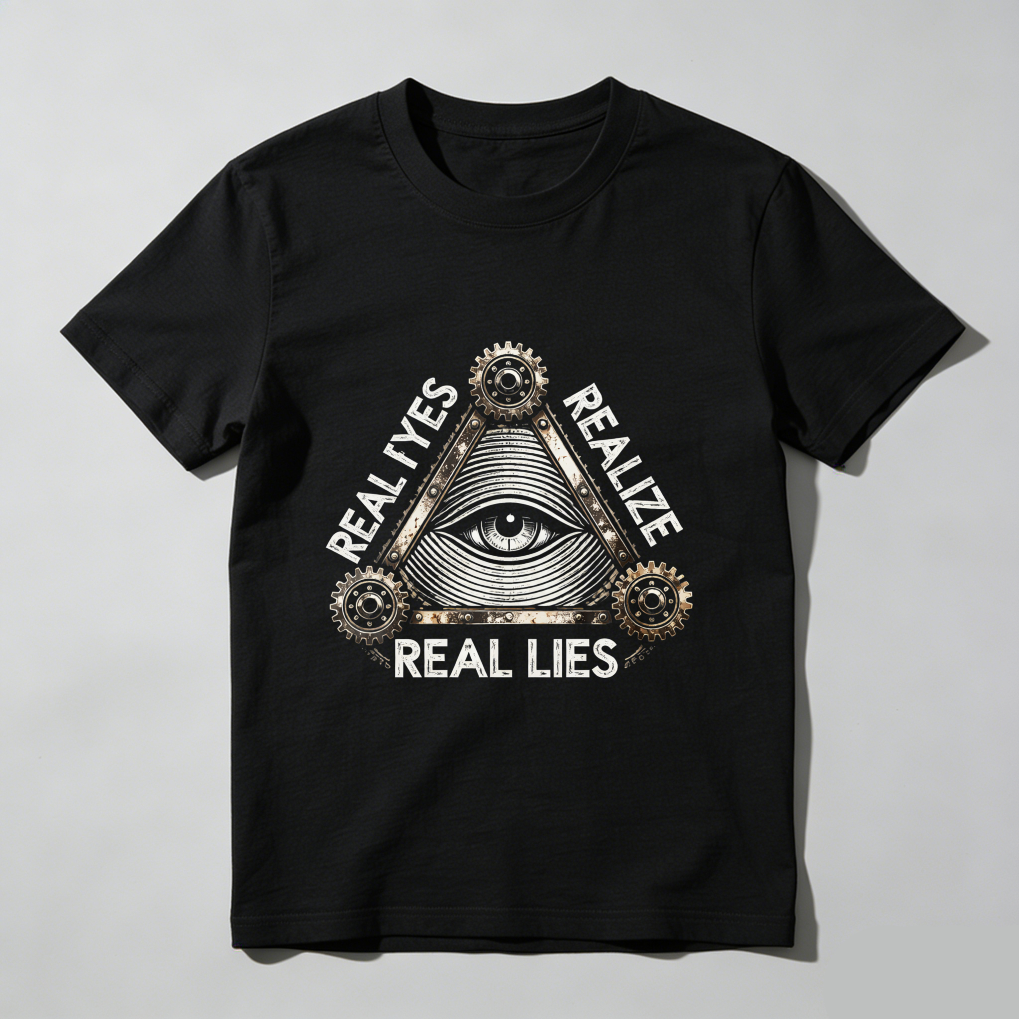 TEECURENT  Real Eyes Realize Real Lies Eye Pyramid Gears TEECURENT