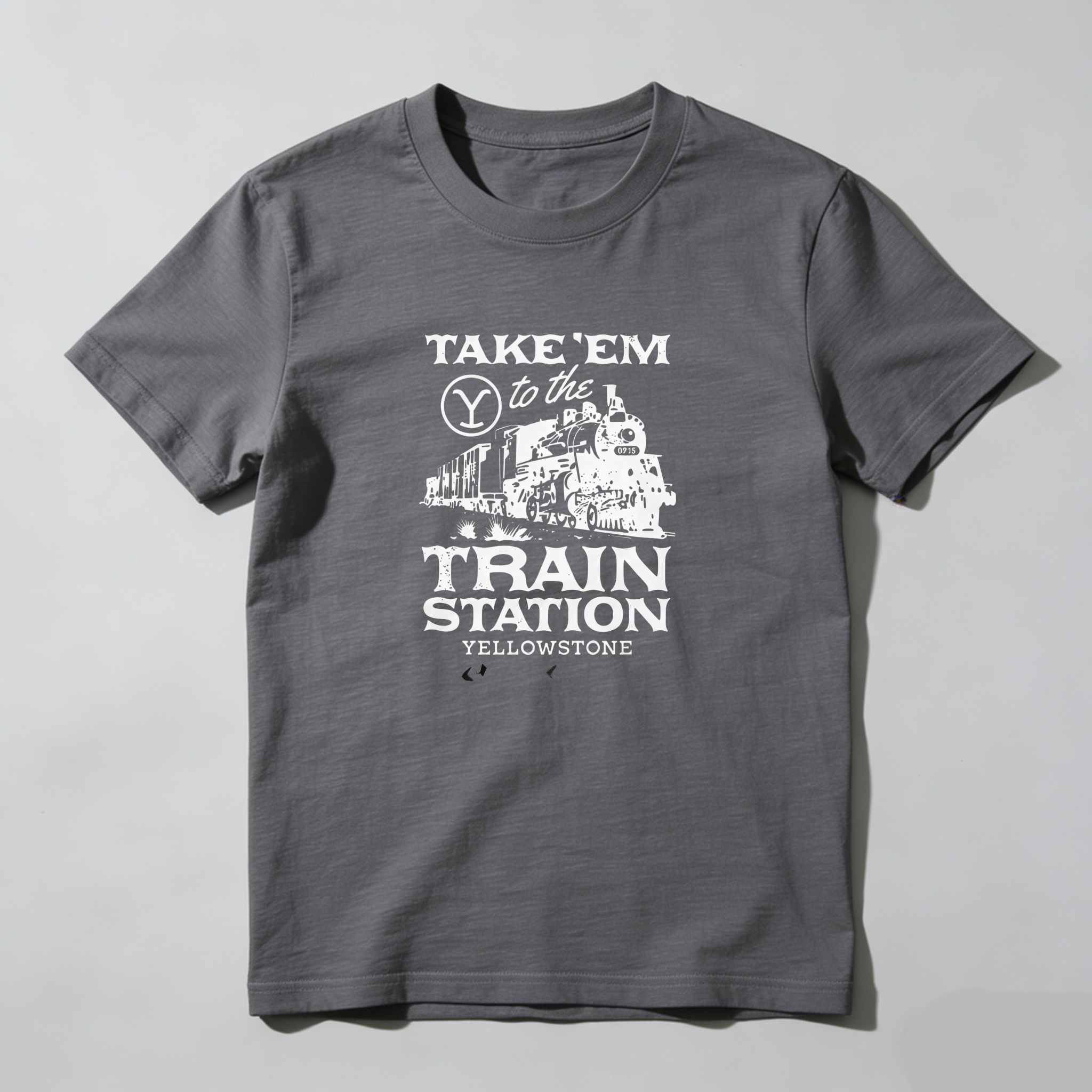TEECURENT Take Em To The Train Station Yellowstone Pure Cotton Short Sleeve T Shirt-TeeCurent