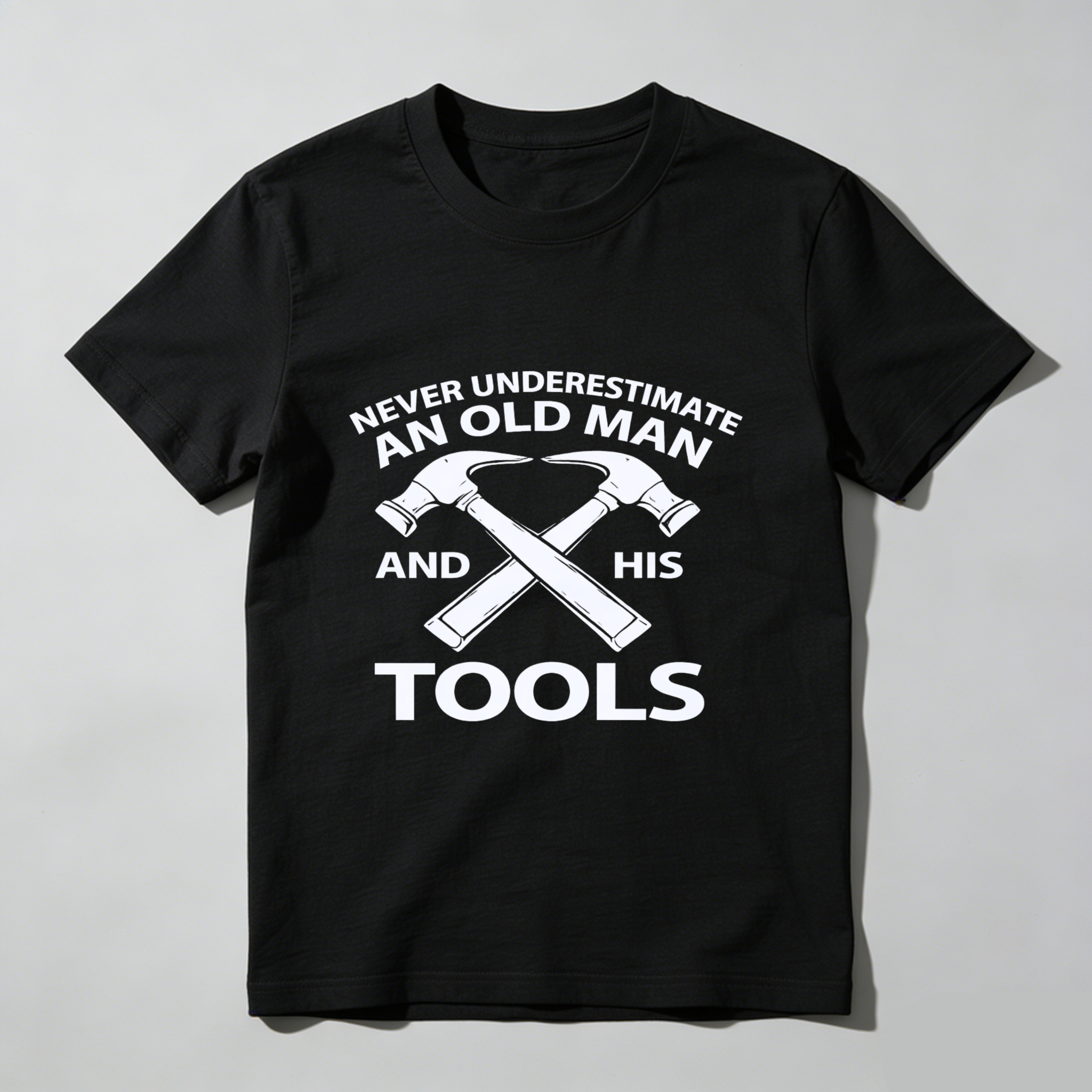 Never Underestimate An Old Man And His Tools T Shirt For Men Construction Worker Gift Humor Statement Shirt