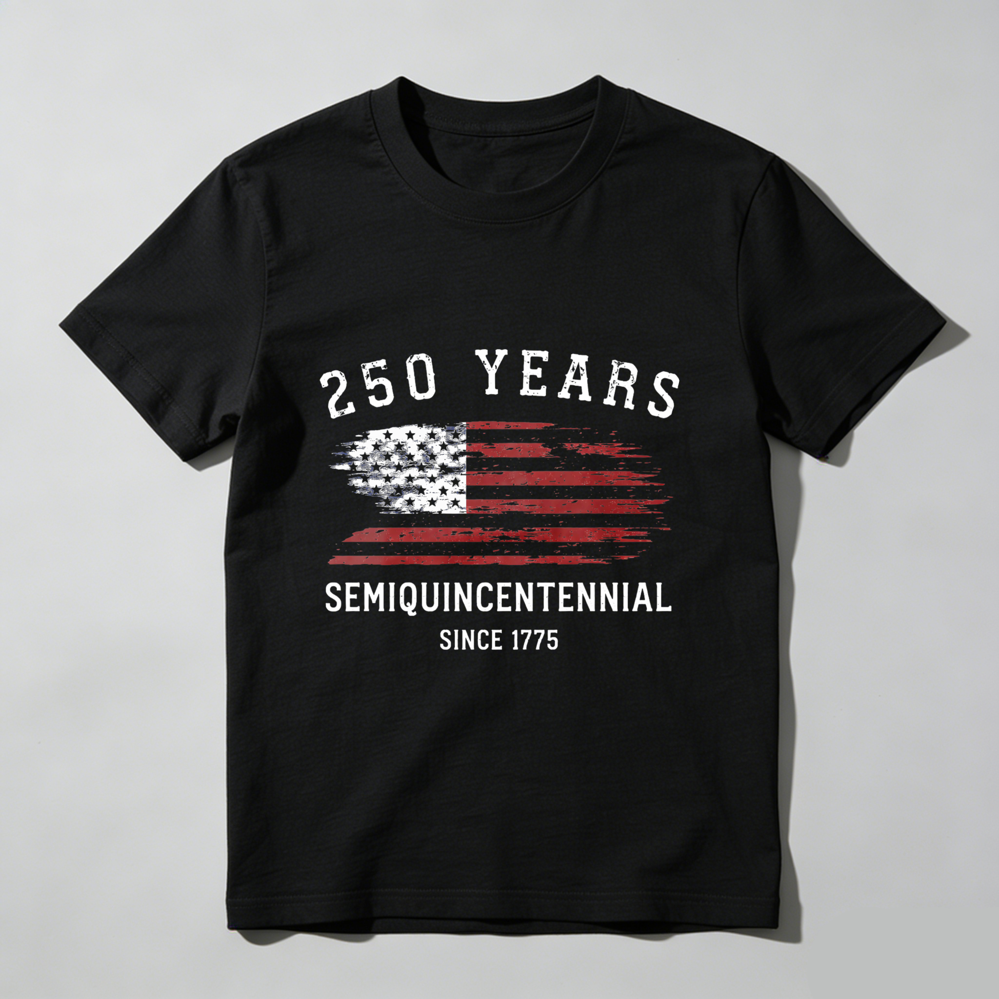 250 Years Semiquincentennial Since 1775 American Flag T-Shirt Black