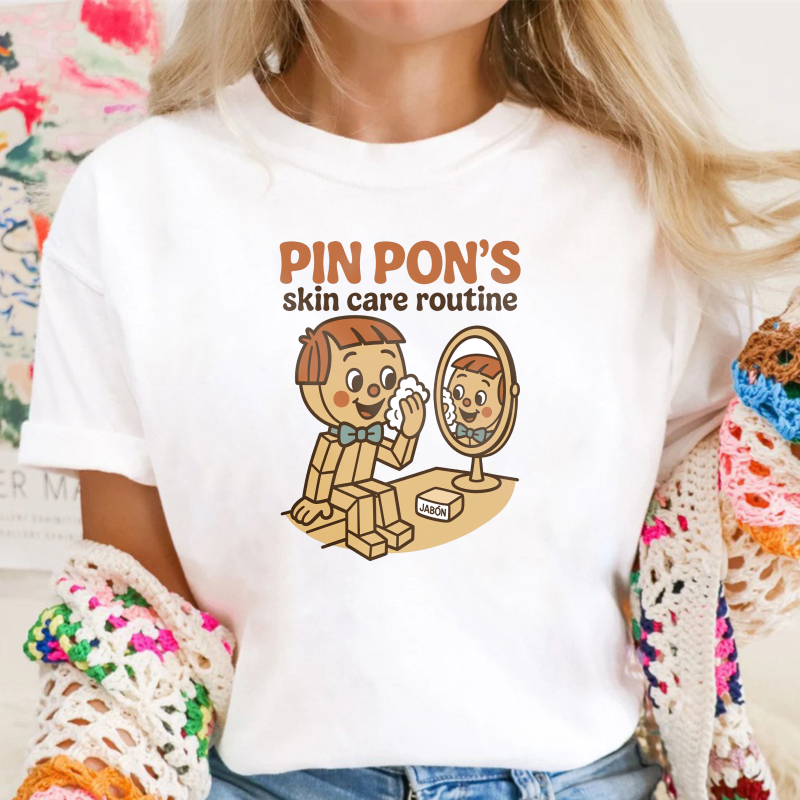 Pin Pons Skin Care Routine Cartoon Character Unisex Classic T-shirt