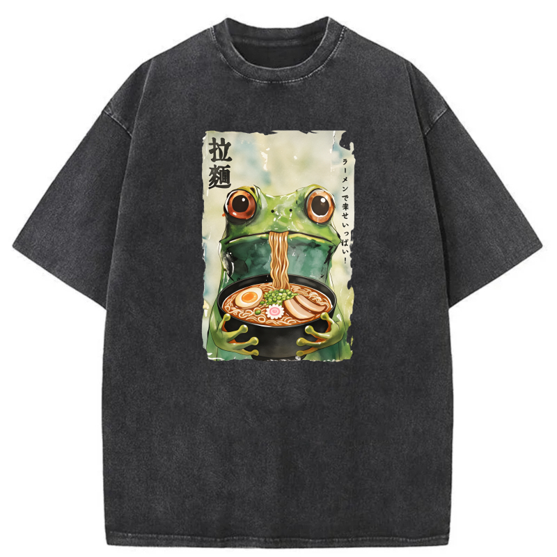 Frog Eating Ramen With Noodles And Egg tshirt 100% cotton