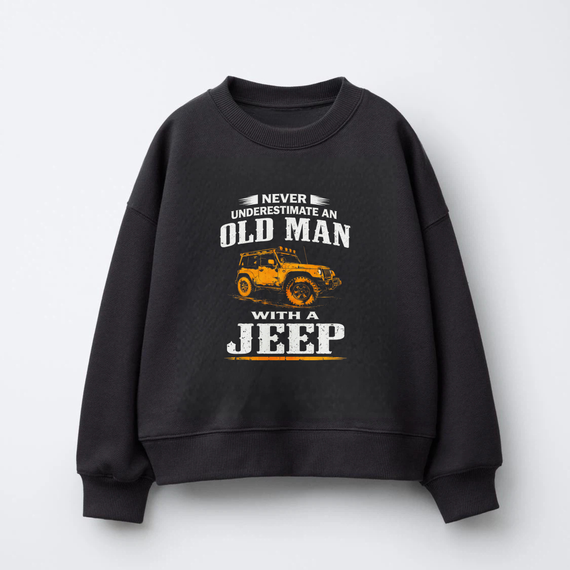 TEECURENT Never Underestimate An Old Man With A Jeep Sweatshirt For Men And Women Unisex Crewneck Pullover Long Sleeve Casual Top