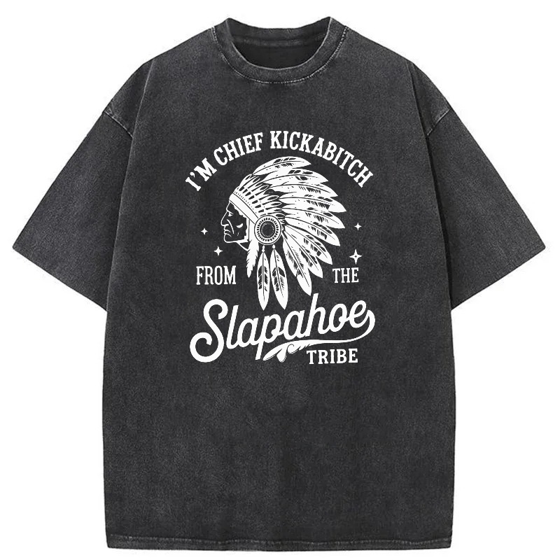 Dorawear™  Chief Kickabitch From Slapahoe Tribe Washed Cotton T-Shirt