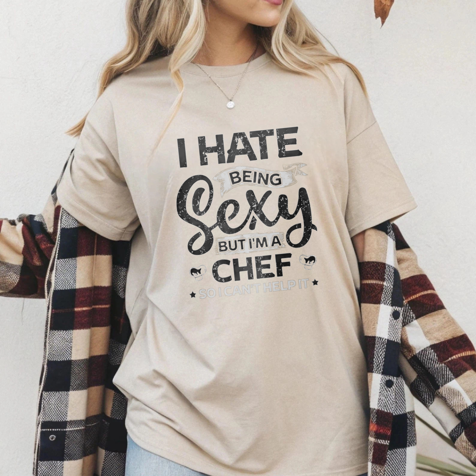 TEECURENT I Hate Being Sexy But Im A Chef So I Cant Help It T Shirt WOMEN