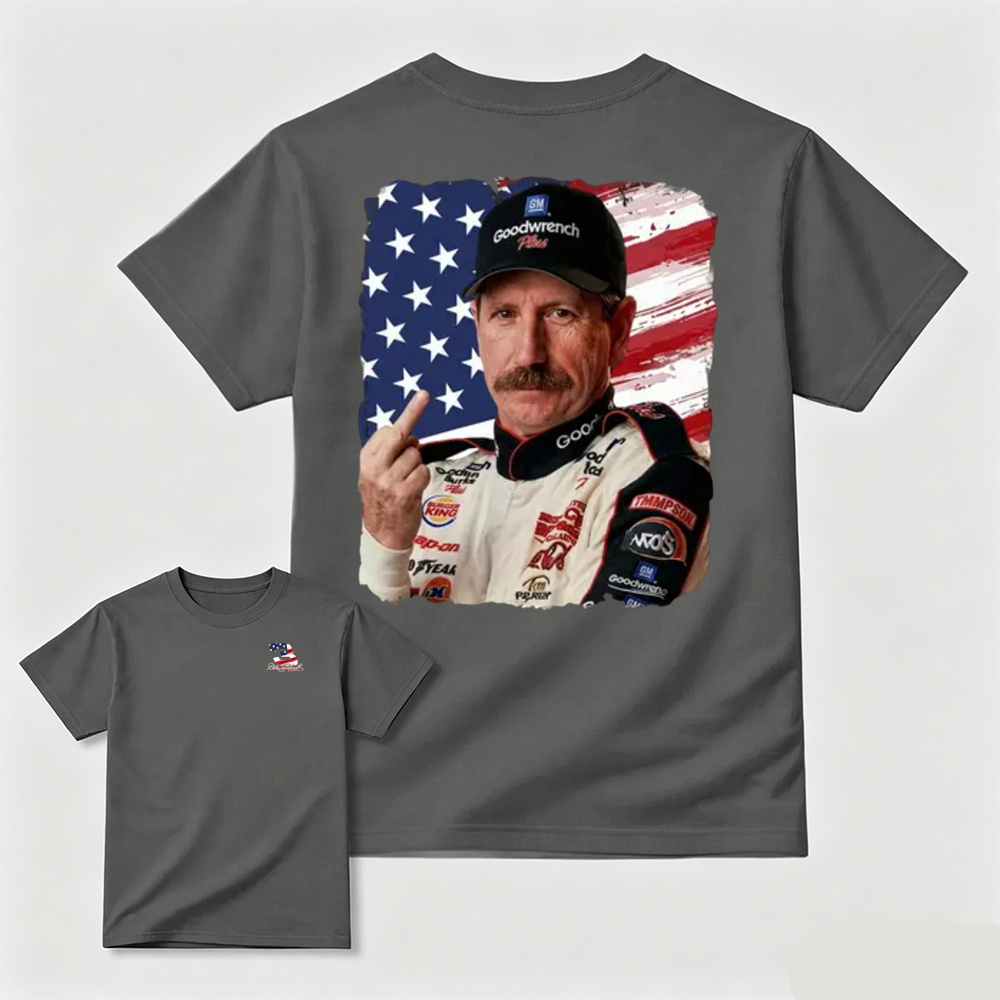 Dale Earnhardt Middle Finger 4th of July T-Shirt, Classic Racing Fan Tee, Trendy Racing Apparel TShirt, Unisex Clothes For Women and Men, Gift For Independence Day T-Shirt