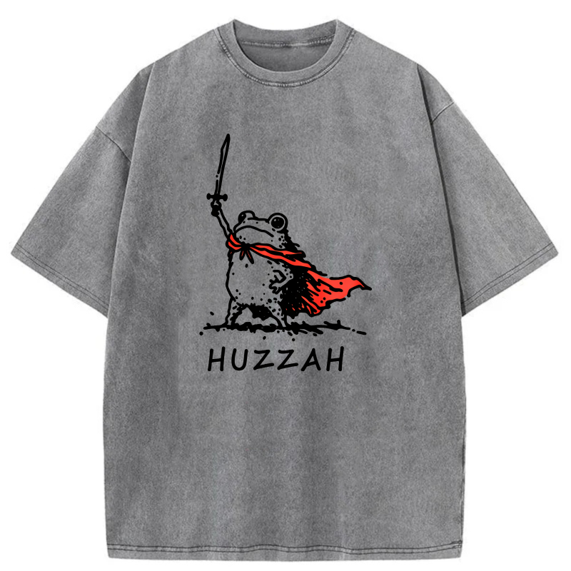 Frog Warrior With Sword And Cape Huzzah tshirt 100% cotton